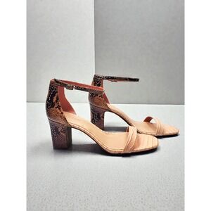 NIB Essex Lane Saria Leather Croc Embossed Block Heel Sandals 10M